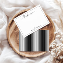 Calligraphy Script Wedding Thank You Black Stripes