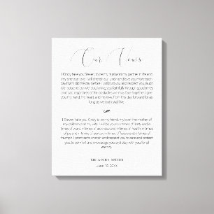 Calligraphy Script Wedding Vows Canvas Print