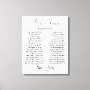 Calligraphy Script Wedding Vows Canvas Print