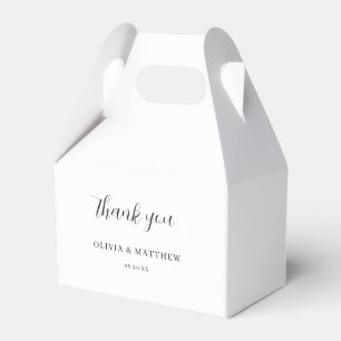 Calligraphy Script White Thank You Wedding Favor Box