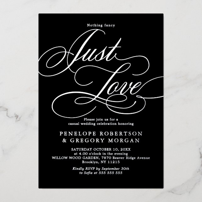 Calligraphy silver nothing fancy just love wedding (Front)