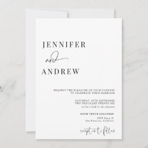 Calligraphy Simple Elegant Modern Wedding Invitation