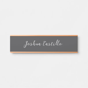 Calligraphy Simple Grey Professional Name Door Sign