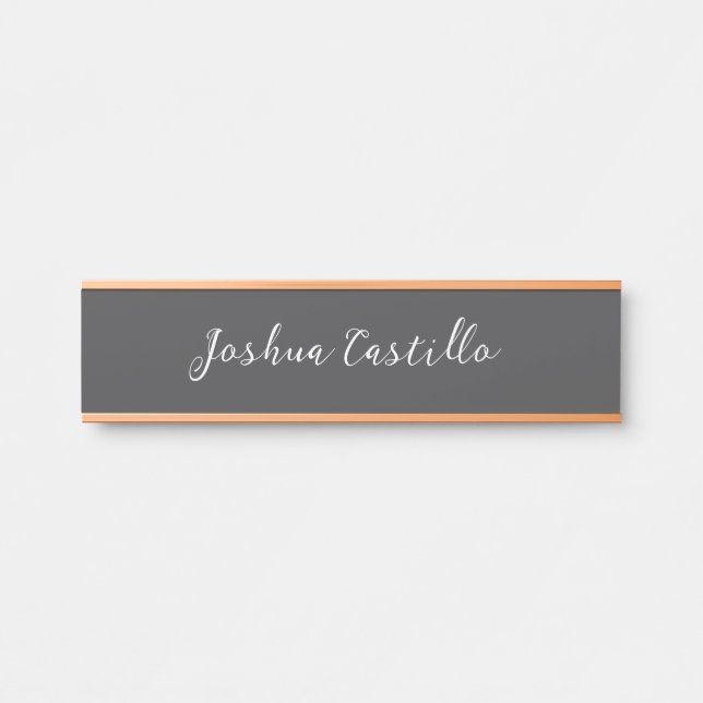 Calligraphy Simple Grey Professional Name Door Sign (Front)
