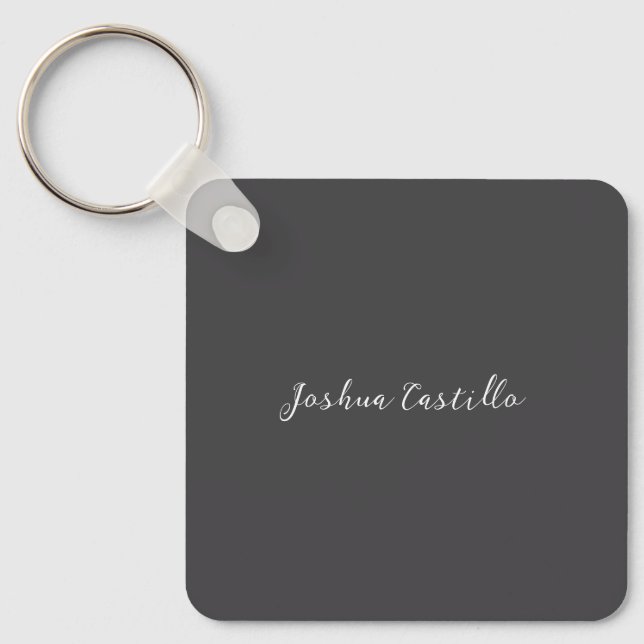 Calligraphy Simple Grey Professional Name Keychain (Front)
