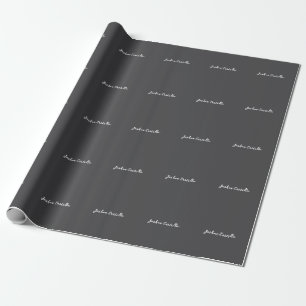 Calligraphy Simple Grey Professional Name Wrapping Paper