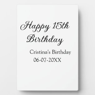 calligraphy simple minimal happy 15th birthday plaque