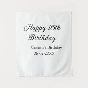 calligraphy simple minimal happy 15th birthday tapestry