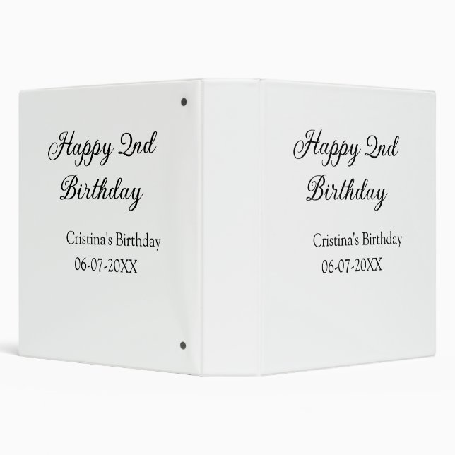 calligraphy simple minimal happy 2nd birthday binder (Background)