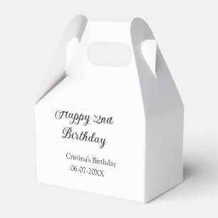 calligraphy simple minimal happy 2nd birthday favor box