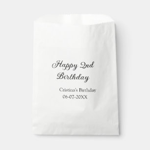 calligraphy simple minimal happy 2nd birthday favour bag