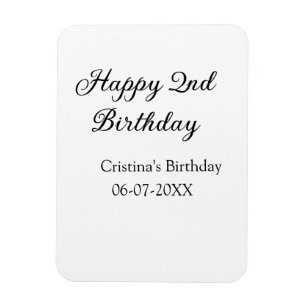 calligraphy simple minimal happy 2nd birthday magnet