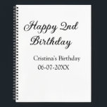 calligraphy simple minimal happy 2nd birthday notebook<br><div class="desc">design</div>