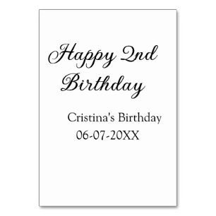 calligraphy simple minimal happy 2nd birthday table number