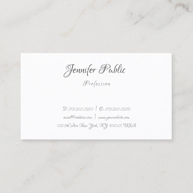 Calligraphy Simple Professional Elegant Template Business Card (Front)