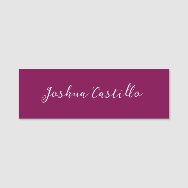 Calligraphy Simple Wine Colour Professional Name Tag (Front)