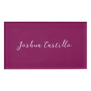 Calligraphy Simple Wine Colour Professional Name Tag