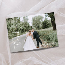 Calligraphy Single Photo Wedding Thank You