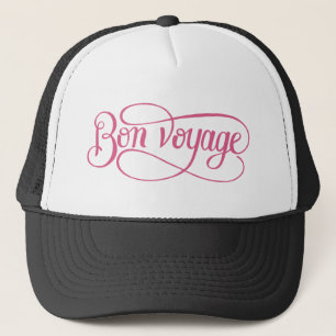 Calligraphy sticker bon voyage trucker hat