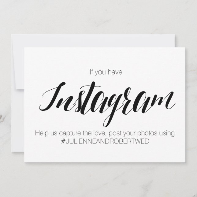 Calligraphy Style "Instagram Hashtag" Wedding Sign (Front)