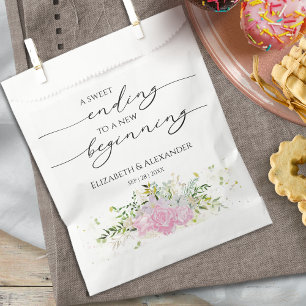 Calligraphy Sweet Ending New Begin Wedding Favour Bag