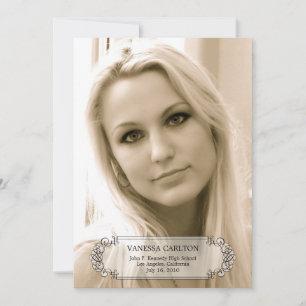 Calligraphy Swirls Photo Graduation Faire-part