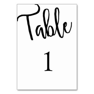 Calligraphy table number. Modern wedding. Simple Number