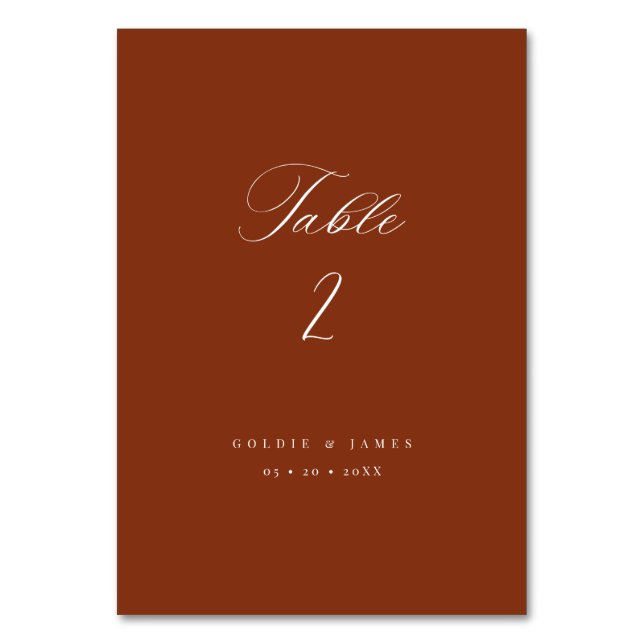 Calligraphy Table Numbers Wedding Reception Decor (Front)