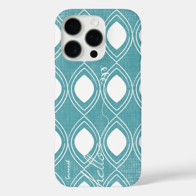 Calligraphy Teal Any Colour Personalized iPhone Case-Mate iPhone Case (Back)