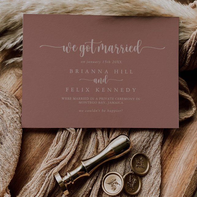 Calligraphy Terracotta Elopement Announcement (Creator Uploaded)