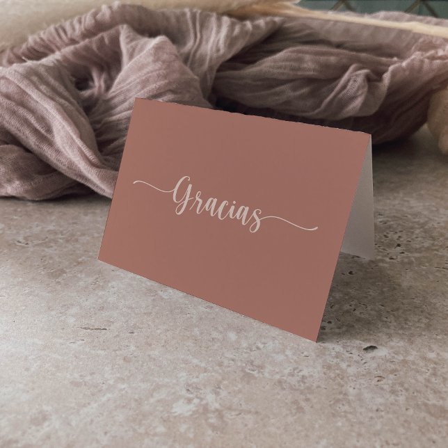 Calligraphy Terracotta Folded Wedding Gracias Card (Creator Uploaded)