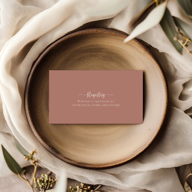 Calligraphy Terracotta Wedding Gift Registry  Enclosure Card (Creator Uploaded)