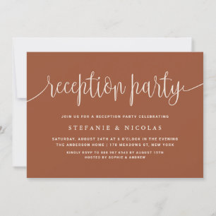 Calligraphy Terracotta Wedding Reception Party Invitation