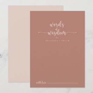 Calligraphy Terracotta Wedding Words of Wisdom  Advice Card