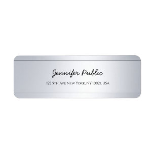 Calligraphy Text Silver Elegant Return Address