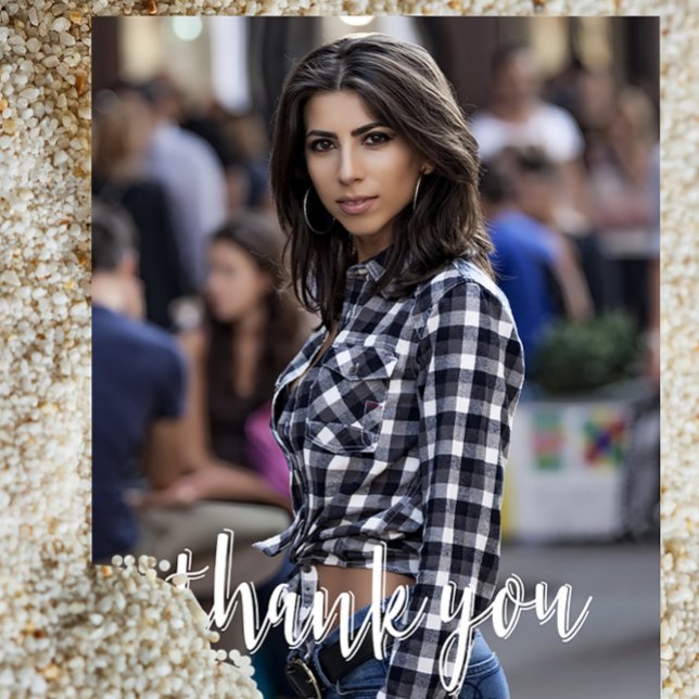 Calligraphy Thank You Custom Photo Graduation Postcard (Creator Uploaded)