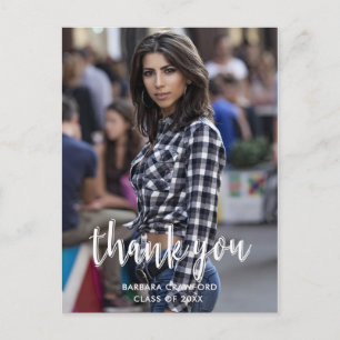 Calligraphy Thank You Custom Photo Graduation Postcard