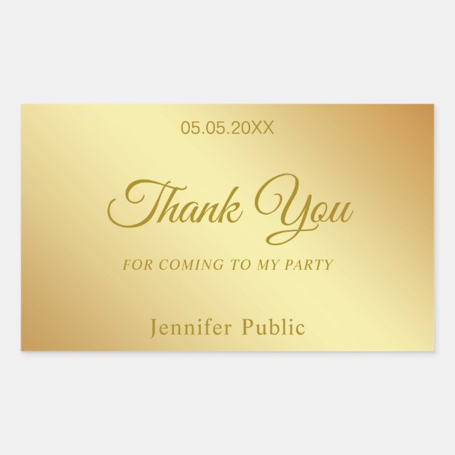 Calligraphy Thank You Gold Template Elegant Top Sticker (Front)