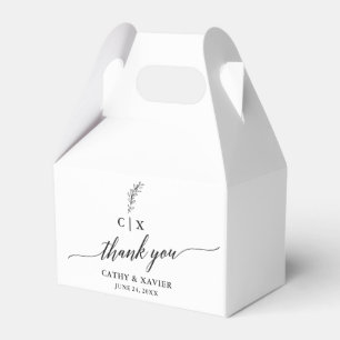 Calligraphy  Thank You Wedding Monogram Gable Favor Box