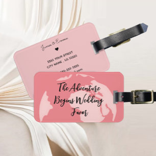 Calligraphy The Adventure Begins Wedding Favour  Luggage Tag