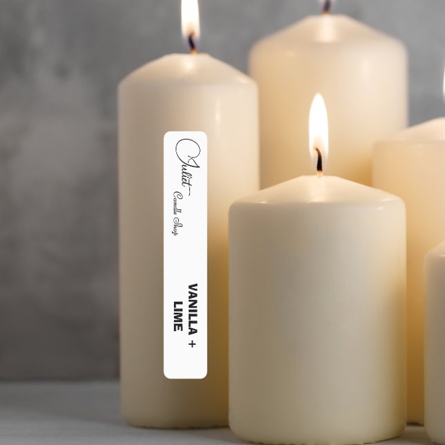 Calligraphy Thin Black & White Candle Label (Creator Uploaded)