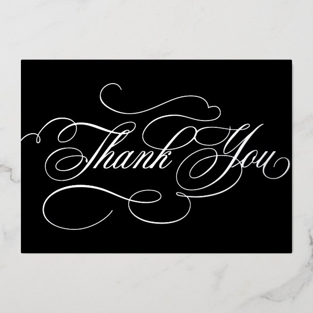 Calligraphy timeless Silver wedding Thank you card (Front)