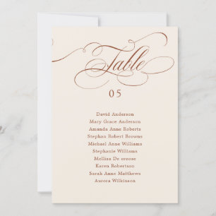 Calligraphy timeless Terracotta Seating Chart Card