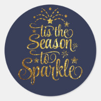 Calligraphy Tis The Season to Sparkle Gold Blue