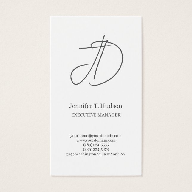 Calligraphy trendy classical monogram profile card (Front)
