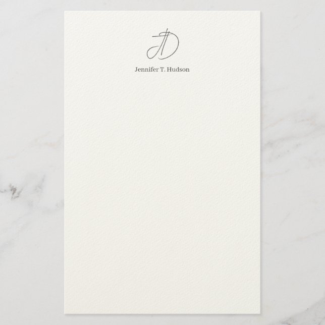 Calligraphy trendy classical monogram  stationery (Front)