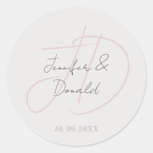 Calligraphy trendy classical script monogram classic round sticker