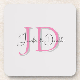Calligraphy trendy classical script monogram coaster