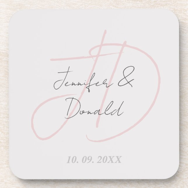 Calligraphy trendy classical script monogram coaster (Front)