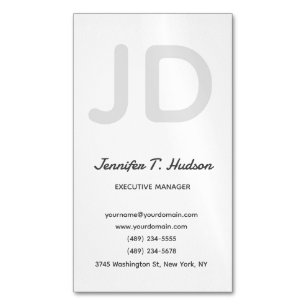 Calligraphy trendy classical script monogram grey Magnetic business card